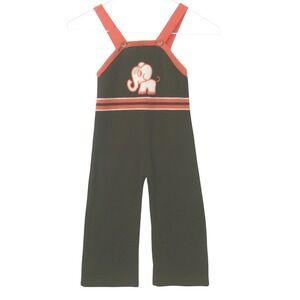 St. Michael Vintage 2T Child Knit Overalls Jumpsuit Elephant Orange Brown Jumper